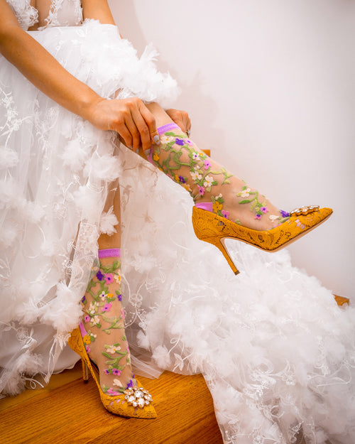 sock candy heart floral sheer socks wedding socks bridal style