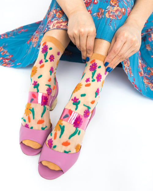 Sock Candy shark tank socks sheer floral socks see through socks