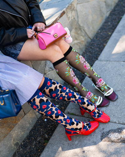 Sock candy floral knee high sheer socks bundle knee high socks and heels
