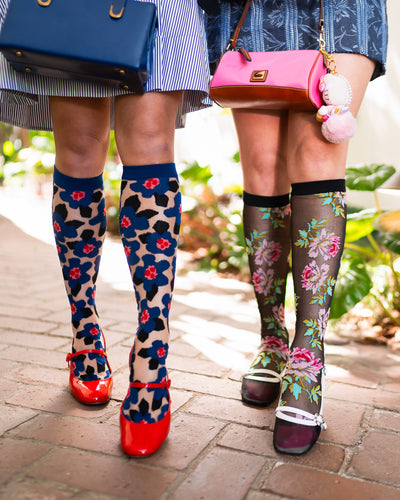 Sock candy floral knee high sheer socks bundle knee high socks and heels