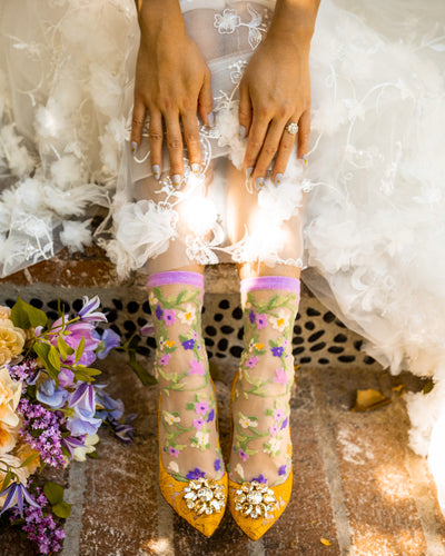 sock candy heart floral sheer socks wedding socks bridal style