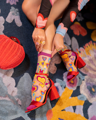 Sock candy shark tank socks Y2K heart socks womens sheer socks with ruffle